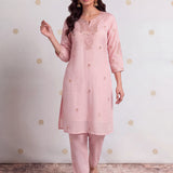 Gulabo Misty Pink Embroidered Kurta Set