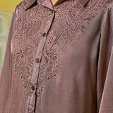 Zaria Milk Chocolate Embroidered Shirt