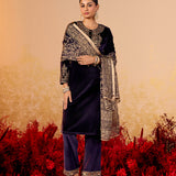 Riddhi Regal Violet Embroidered Velvet Suit Set
