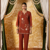 Anvitha Ginger Orange Embroidered Co-ord Set