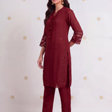 Ziya Garnet Red Embroidered Kurta Set