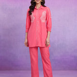 Kiara Neon Peach Textured Co-ord Set