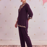 Arzoo Sangaria Purple Embroidered Co-ord Set