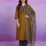 Mustard Viscose Straight Kurta Set