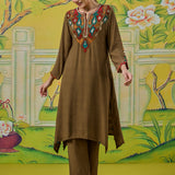 Myra Dusky Green Applique Embroidered Kurta Set