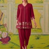 Nooraya Deep Red Embroidered Co-ord Set