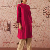 Sylvia Crimson fuchsia Monochrome Lyocell Kurta for Women