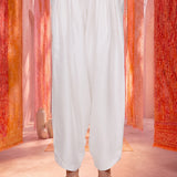 White Satin Relaxed Fit Salwar