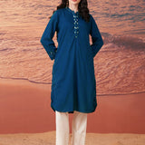 Anisa Navy Monochrome Lyocell Kurta for Women