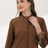 Solid Embroidered Straight Tunic