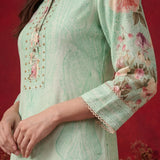 Mint  Green Printed Shantoon Regular Co-ord Set