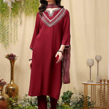 Viscose Rayon Embroidered Kurta Palazzo Dupatta Set