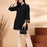 Solid Embroidered Straight Tunic Shirt
