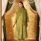 Esha Moss Green Embroidered Suit Set