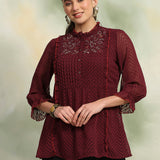 Ethnic Threadwork A-Line Georgette Kurti