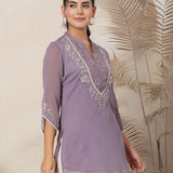 Floral Embroidered A-Line Short Kurti