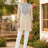 Lakhnavi Embroidered A-Line Rayon Kurti