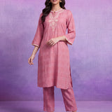 Aarna Carnation Pink Embroidered Kurta Set