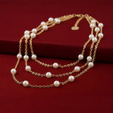Aster Multilayer Swarovski Pearl Necklace