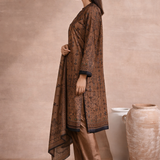 Mustard Ethnic Printed Velvet 3 Piece Kurta Set