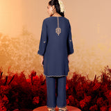 Aadhya Imperial Blue Embroidered Kurta Set