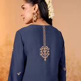 Aadhya Imperial Blue Embroidered Kurta Set