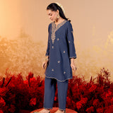 Aadhya Imperial Blue Embroidered Kurta Set