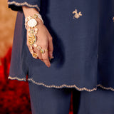 Aadhya Imperial Blue Embroidered Kurta Set