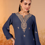 Aadhya Imperial Blue Embroidered Kurta Set