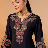 Aarohi Graphite Black Embroidered Suit Set