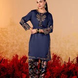 Ameera Space Blue Embroidered Suit Set