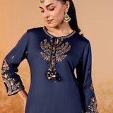 Ameera Space Blue Embroidered Suit Set