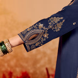 Ameera Space Blue Embroidered Suit Set