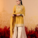 Saanvi Yellow Mustard Embroidered Sharara Set