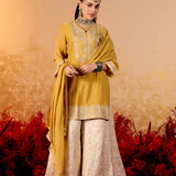 Saanvi Yellow Mustard Embroidered Sharara Set