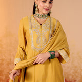 Saanvi Yellow Mustard Embroidered Sharara Set