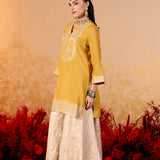Saanvi Yellow Mustard Embroidered Sharara Set
