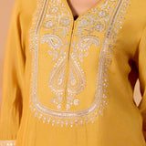 Saanvi Yellow Mustard Embroidered Sharara Set