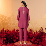 Aadhya Wine Fuschia Embroidered Kurta Set