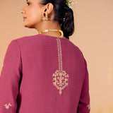 Aadhya Wine Fuschia Embroidered Kurta Set
