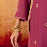 Aadhya Wine Fuschia Embroidered Kurta Set