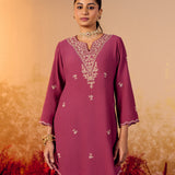 Aadhya Wine Fuschia Embroidered Kurta Set