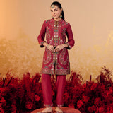 Eshvi Subtle Red Embroidered Co-ord Set
