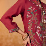 Eshvi Subtle Red Embroidered Co-ord Set
