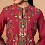 Eshvi Subtle Red Embroidered Co-ord Set