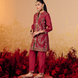 Eshvi Subtle Red Embroidered Co-ord Set