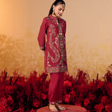 Eshvi Subtle Red Embroidered Co-ord Set