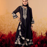 Pranika Black Pearl Embroidered Anarkali Suit Set