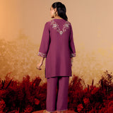 Ziva Violet Wine Embroidered Kurta Set