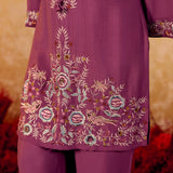 Ziva Violet Wine Embroidered Kurta Set